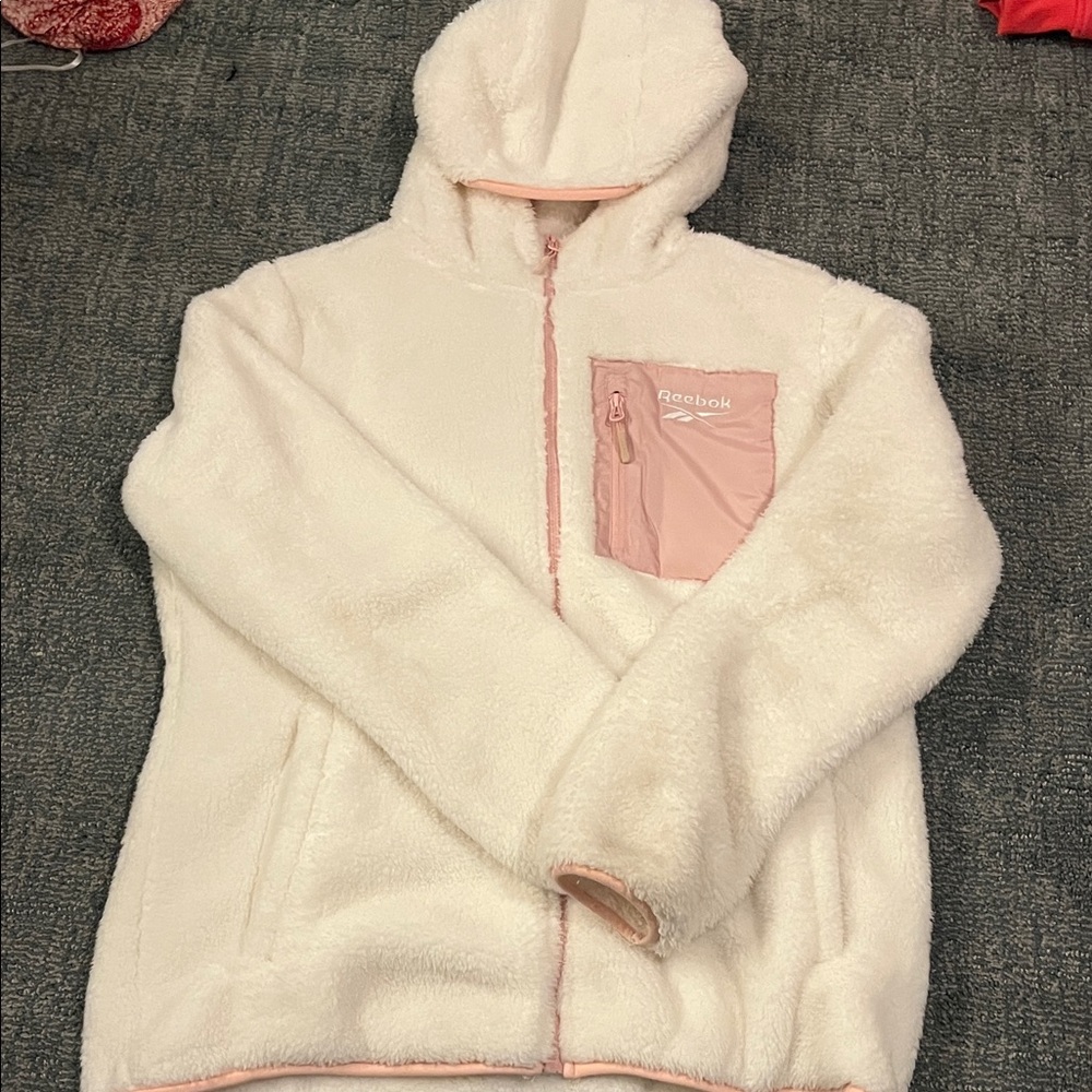 Reebok Cream and Pink Hooded Jacket